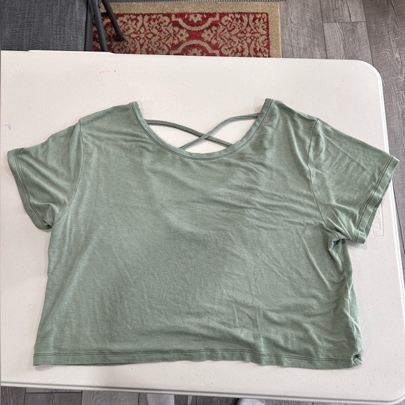 American Eagle Outfitters Tops - American Eagle Soft and Sexy Green Cross-back Tee